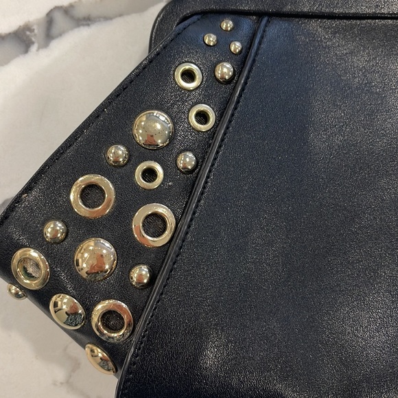 Excellent Condition WHBM Clutch/Shoulder Black Grommet Studded Bag - Picture 9 of 10